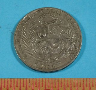 1934 Peru Silver 1 Sol - Un Sol