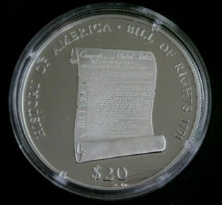 History Of America: 1791 " Bill Of Rights ".  999 Fine Silver Coin American