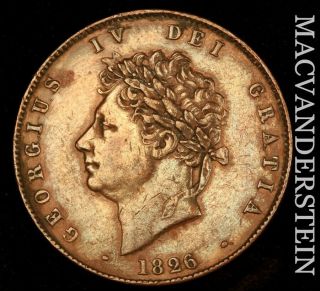 Great Britain: 1826 One - Half Penny - George Iv - Second Issue - Scarce I4792
