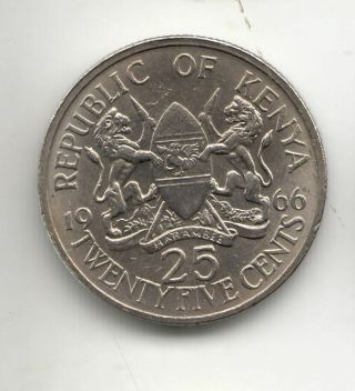 Kenya 25 Cents 1966 Shfield Unc 60g By Coinmountain
