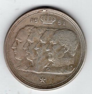 1951 Belgian 100 Franc Silver Coin,  Kings Leopold I & Ii,  Albert I,  Leopold Iii