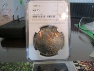 Toned 1889 - P Ngc Ms 63 Morgan Silver Dollar