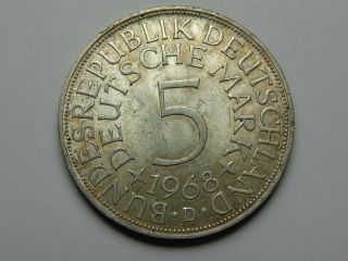 1968 D Germany Silver 5 Mark Au