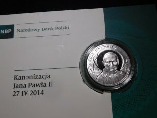 M67 Poland 2014 Silver 10 Zloty Pope John Paul Ii Proof In Orig Folder