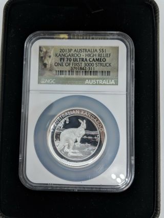 2013 - P Australia S$1 Kangaroo High Relief Ngc Pf 70 Ultra Cameo
