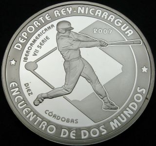 Nicaragua 10 Cordobas 2007 Proof - Silver - Baseball - 54 ¤