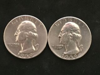 2 1959 - D Washington Silver Quarters