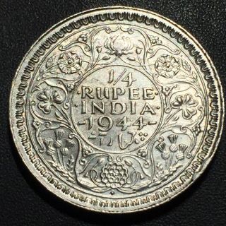 Old Foreign World Coin: 1944 India 1/4 Rupee, .  500 Silver