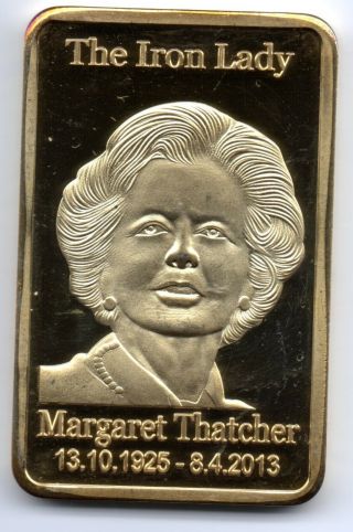 Margaret Thatcher Gold Bar Famous Prime Minister 80s 70s Brexit Troy Ounce Lady 4