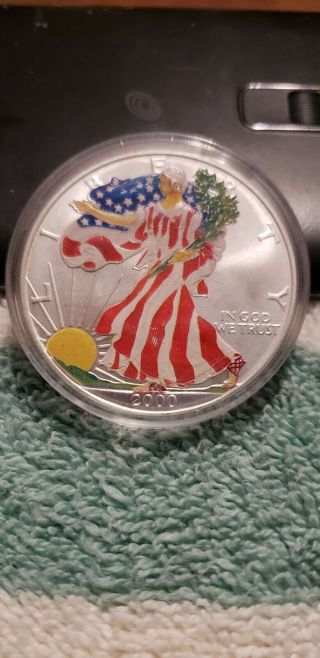 2000 Painted Walking Liberty Silver 1oz American Eagle Proof Uncirculated