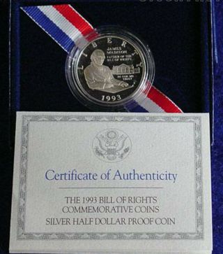 1993 S Bill Of Rights Proof Half Dollar James Madison Silver Coin