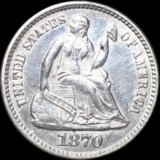 1870 Seated Half Dime Close Uncirculated Liberty Silver Philly Shiny Collectible