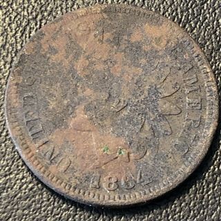 1864 Indian Head Cent With L Better Grade One Penny Bronze Vf Details 17098