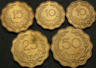 Paraguay 10,  15,  25,  50 Centimos 1953 - 5 Coins - 39 ¤