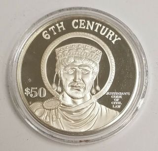 1997 Cook Islands 50 Dollar Proof Silver 6th Century - Rare Gg09