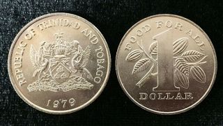 Trinidad & Tobago 1 Dollar " Fao Food Of All " 1979 Coin Unc