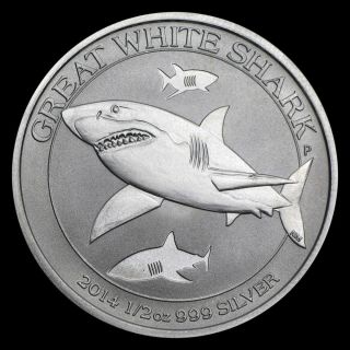 2014 1/2 Oz.  999 Silver Australian Great White Shark Bu Coin From Roll 2