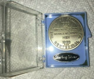 Vintage The City Of Franklin,  Pa Centennial Comm.  Coin 1968 / Sterling Silver
