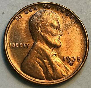 1935 - S Lincoln Cent Very Choice Red Unc.  Chn