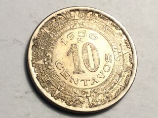 Mexico 1936 10 Centavos Coin Extra Fine