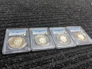 Set Of Four 1971 - 1974 Silver Proof Ike Dollars Pcgs Pr69dcam - Exceptional Cameo C