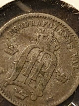 Norway 10 ORE 1876 Norse SILVER,  World Coin,  Rare, .  99 3