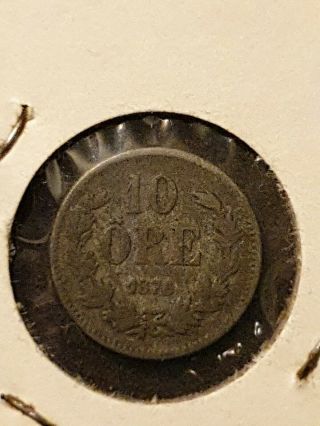 Norway 10 ORE 1876 Norse SILVER,  World Coin,  Rare, .  99 5