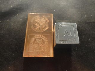 Metal Lover - 1 - 8 Ounce Copper Bar & 1 - 3 Oz.  Aluminum Cube/square - 2 Pc Total