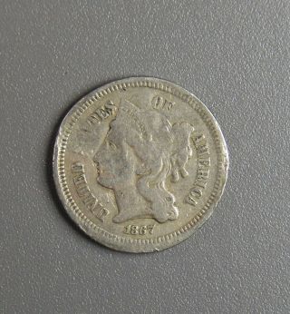 1867 U.  S.  3 Cent Nickel In Very Fine (silver) (158)