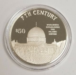 1997 Cook Islands 50 Dollar Proof Silver 7th Century - Rare Gg07
