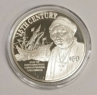 1997 Cook Islands 50 Dollar Proof Silver 15th Century - Rare Gg04