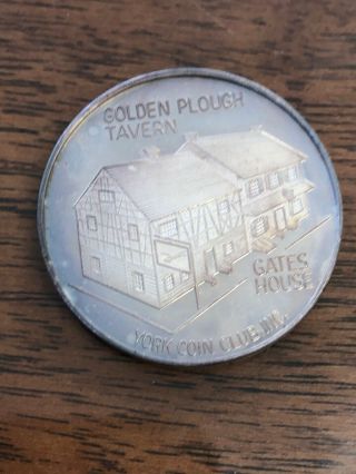 1966 " Golden Plough Tavern " York Coin Club,  York Pa.  20 Grams.  999 Silver