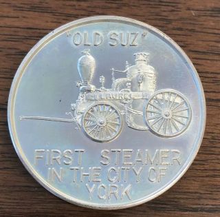 " Laurel Fire Co.  1st Steamer In York Pa.  " York Coin Club 20 Gr.  999 Fine Silver