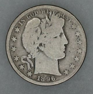1896 S Barber Half Dollar 50c Silver Average Circulation (8736)
