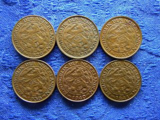 Netherlands 1 Cent 1926,  1930,  1931,  1938,  1940 Cleaned,  1941,  Km152 (6)