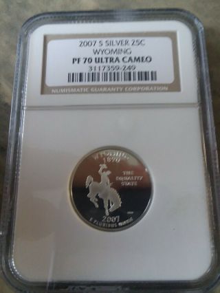 2007 - S Silver Wyoming Quarter Ngc Certified Pf 70 Ultra Cameo