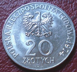 1974 Poland 20 Zlotych In Uncirculated (y 70)