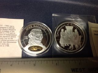 John Hancock,  Declaration Of Independence Commemorative Proof Coin,  With