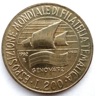 Italy 200 Lire 1992 Km 151 Genoa Stamp Exposition Ii7.  4