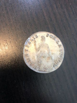 1836 Perú Lima 2 Reales Ma.  J.  M.  - Firme Y Feliz Por La Unión Rare Silver Coin