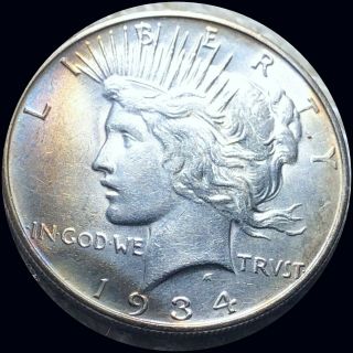 1934 - D Peace Dollar $1 Very Uncirculated Silver Coin Highly Collectible No Res