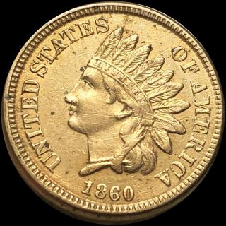 1860 Indian Head Penny About Uncirculated Copper Philly Collectible Cent Nr