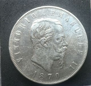 Italy (kingdom),  5 Lira,  1870,  Silver,  Vf -