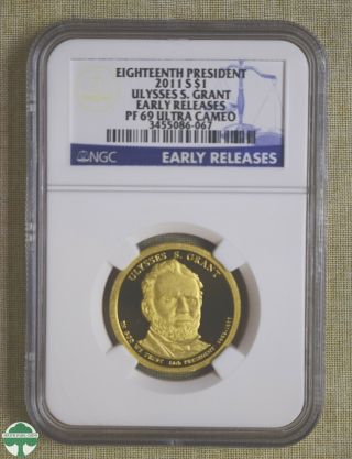 2011 - S Presidential Dollar - Ulysses S Grant - Ngc Certified - Pf 69 Ultra Cameo