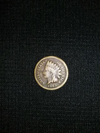 Antique Civil War Era 1863 Indian Head Penny Us Coin Cent Great Shape Definition