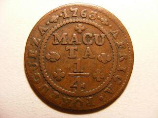 Angola 1763 1/4 Macuta,  Km 10,  Fine,  /vf - Portuguese Colonial Africa - History