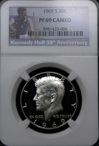 1969 - S Kennedy Half Dollar Ngc Pf 69 Cameo - 50c