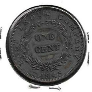 1845 Straits Settlements Large 1 Cent Coin - Book Value $150 3