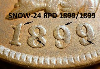 1899 Indian Head Cent - Snow - 24 Rpd Error - (j147)