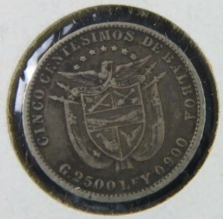 1904 Panama 5 Centesimos de Balboa Old Silver Coin 3